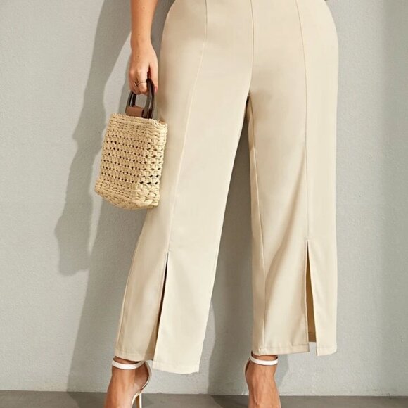 SHEIN Pants - Shein Cream High Rise Wide Leg Dress Pants Women’s Size L NEW WITH TAG